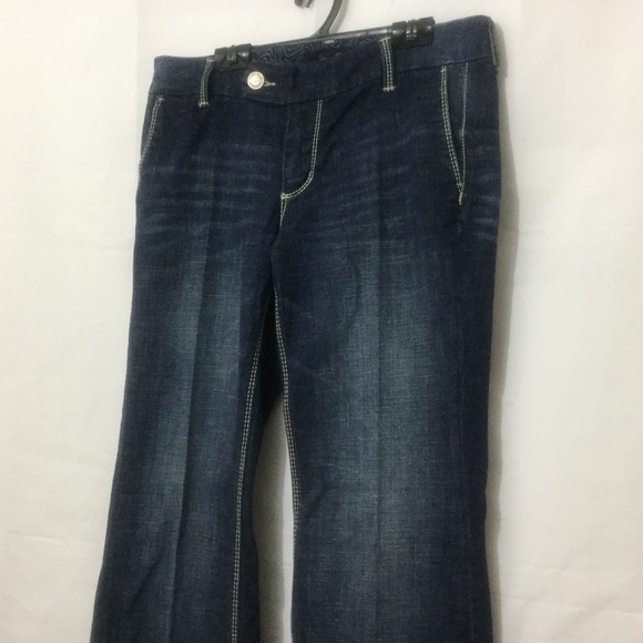 Seven7 Blue Jean Size 8 Flare Leg Distress Stretch - Picture 3 of 8